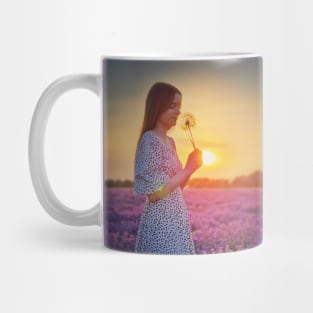 woman, blowball and lavender Mug